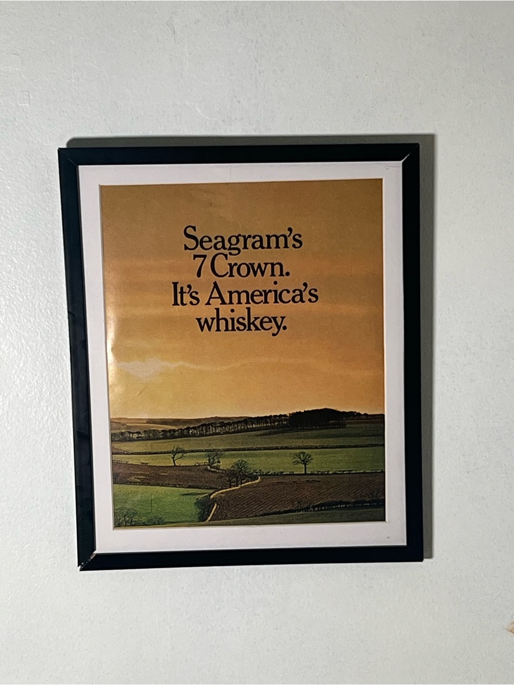 Vintage Seagram’s 7 Crown Whiskey Advertisement Framed Wall Art